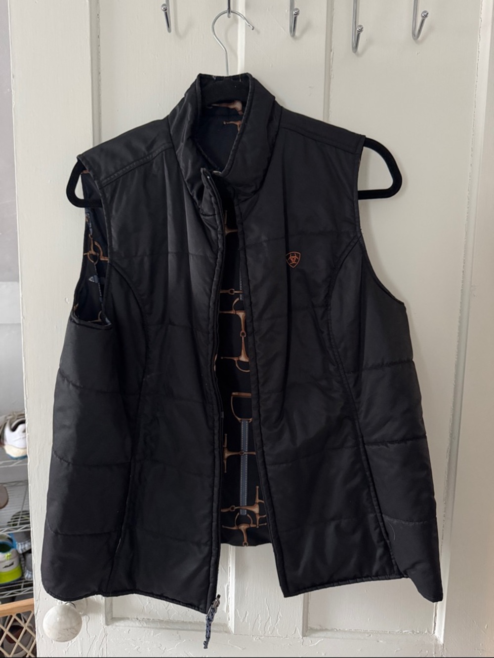 Ariat Black Quilted Vest with Equestrian-Print Lining